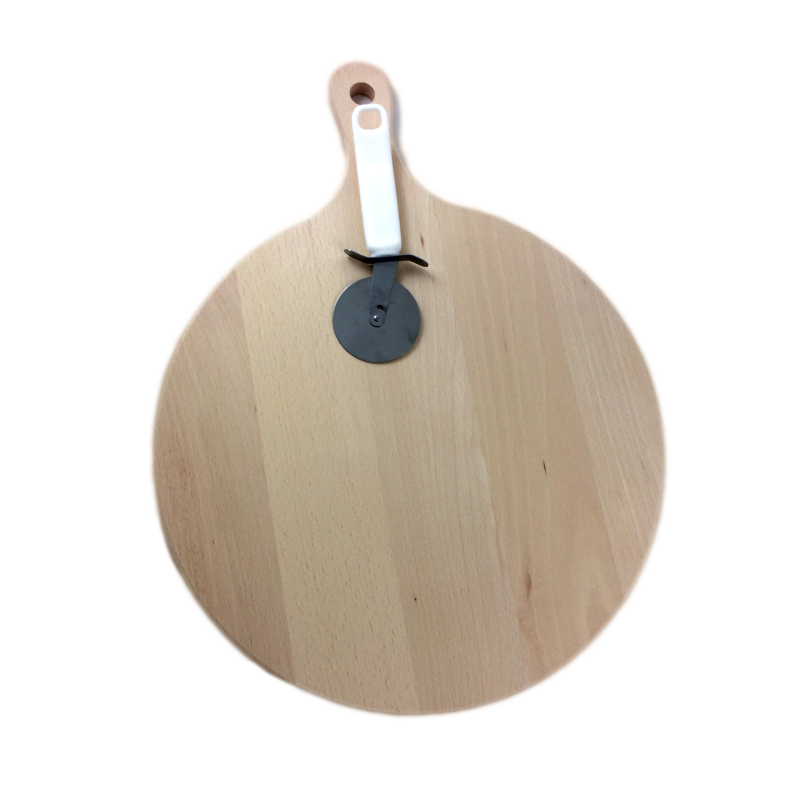 Pizza board with a knife